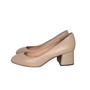 J.CREW Square Toe Leather Block Heel Tan Size 8.5